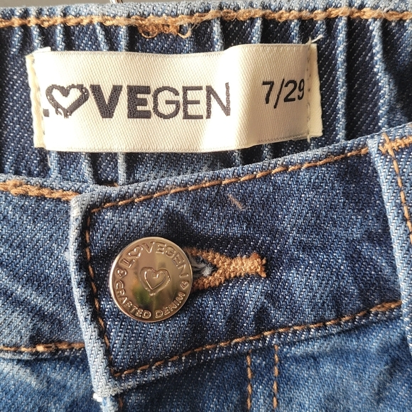 LOVEGEN BLUE JEANS SIZE 7/29 Straight 9.5" Rise Pockets / Zip Closure - Picture 3 of 11